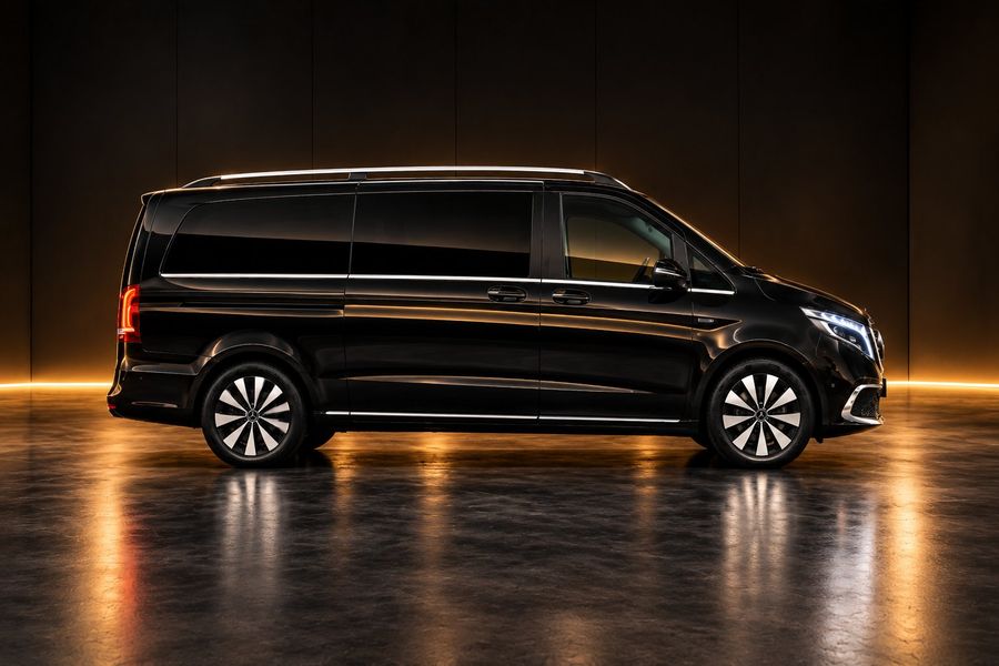 Mercedes-Benz EQV noir vu de profil